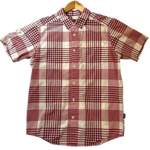 Patagonia Shirt Men Medium Red/Cream Plaid Go To Short Sleeve Button Up Gorpcore